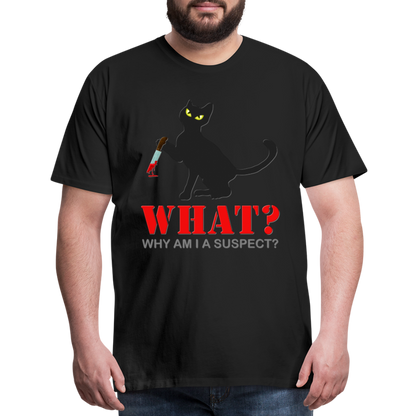 Halloween Cat Shirt, Why Am I A Suspect Shirt, Murderous Cat With Knife T-Shirt, Murderous Cat Shirt, Mens Premium T-Shirt - black