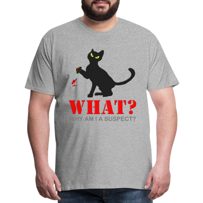Halloween Cat Shirt, Why Am I A Suspect Shirt, Murderous Cat With Knife T-Shirt, Murderous Cat Shirt, Mens Premium T-Shirt - heather gray