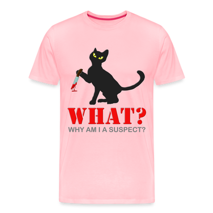 Halloween Cat Shirt, Why Am I A Suspect Shirt, Murderous Cat With Knife T-Shirt, Murderous Cat Shirt, Mens Premium T-Shirt - pink