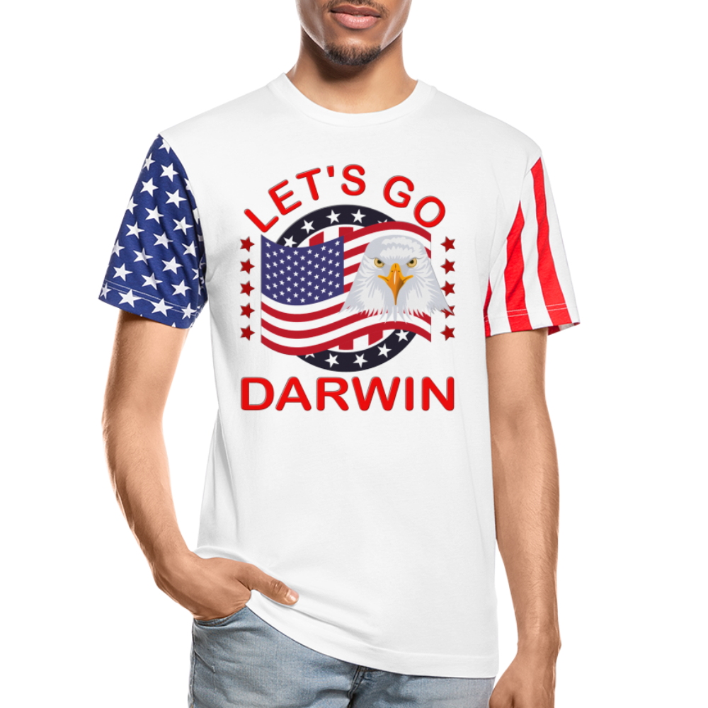 Let's Go Darwin Shirt, Happy 4th Of July, Let's Go Darwin T-Shirt, Funny Gift, American Flag, Patriotic, American Eagle, Stars And Stripes Shirt - white