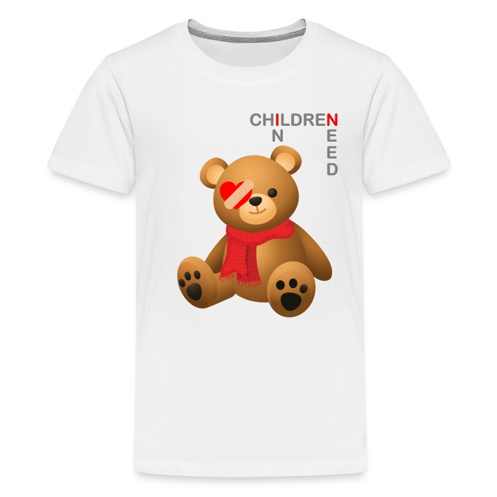 Children In Need, Pudsey Bear, Tesco Pudsey Bear, Pudsey, Bear, Tesco, Tesco Bear, Tesco Pudsey, pudsey bear, pudsey, pudsey ideas, tes Kids' Premium T-Shirt - white