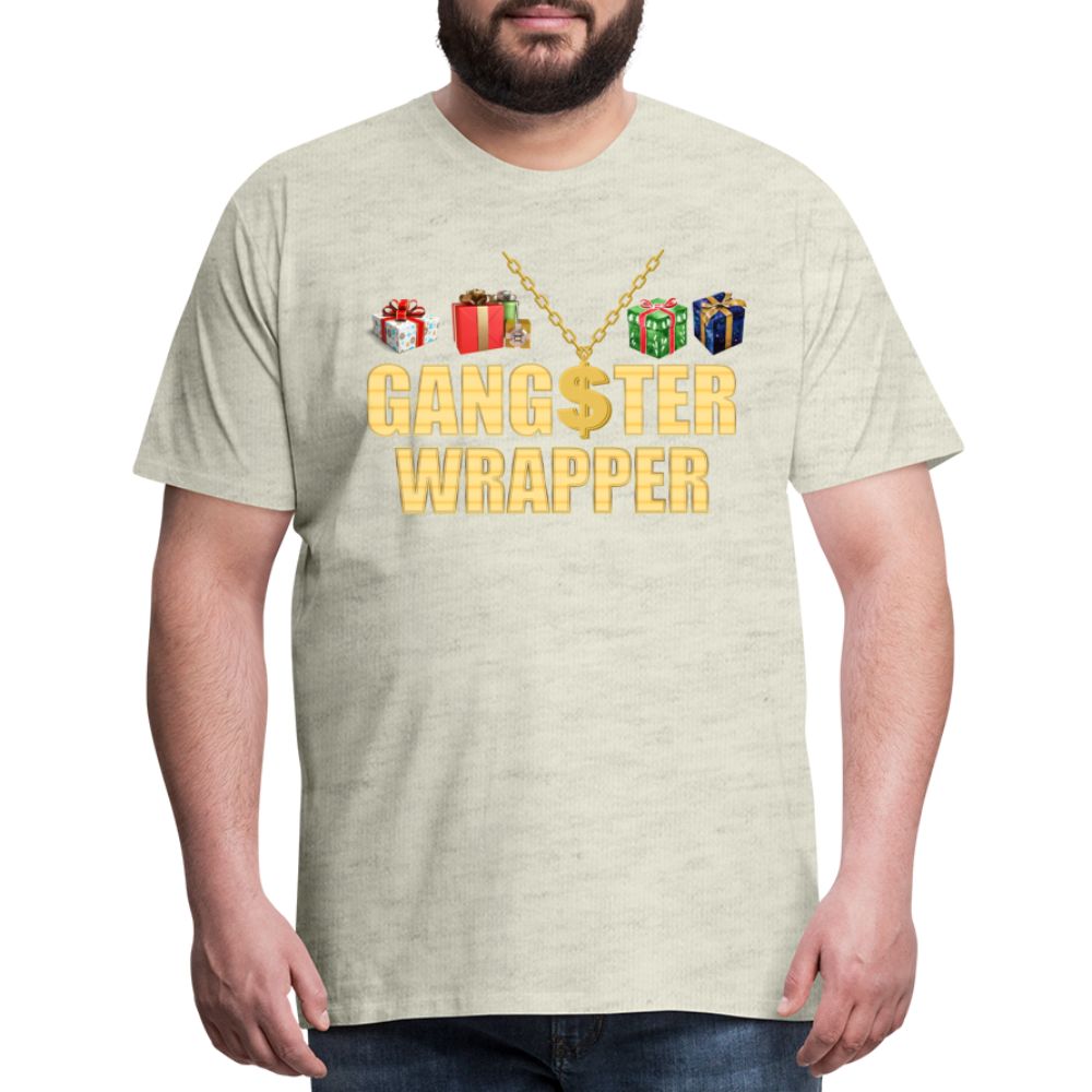Gangster Wrapper Shirt, Gangsta Wrapper T-Shirt, Gangsta Wrapper Tshirt, Gangsta Wrapper Shirt, Funny Christmas Shirt, Wrapping Shirt - heather oatmeal