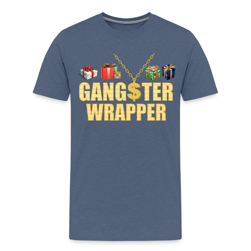 Gangster Wrapper Shirt, Gangsta Wrapper T-Shirt, Gangsta Wrapper Tshirt, Gangsta Wrapper Shirt, Funny Christmas Shirt, Wrapping Shirt - heather blue