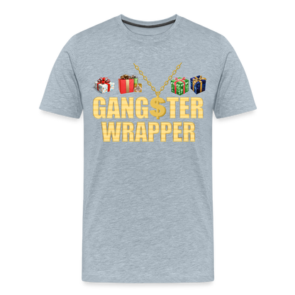 Gangster Wrapper Shirt, Gangsta Wrapper T-Shirt, Gangsta Wrapper Tshirt, Gangsta Wrapper Shirt, Funny Christmas Shirt, Wrapping Shirt - heather ice blue