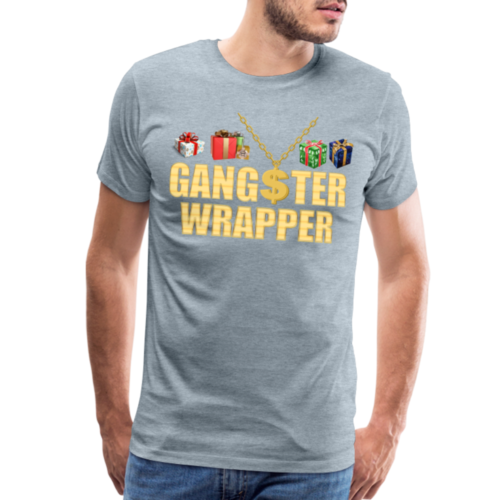 Gangster Wrapper Shirt, Gangsta Wrapper T-Shirt, Gangsta Wrapper Tshirt, Gangsta Wrapper Shirt, Funny Christmas Shirt, Wrapping Shirt - heather ice blue