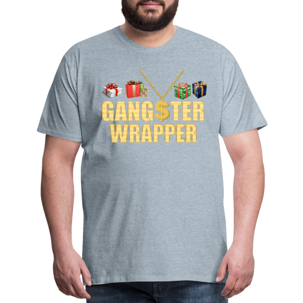 Gangster Wrapper Shirt, Gangsta Wrapper T-Shirt, Gangsta Wrapper Tshirt, Gangsta Wrapper Shirt, Funny Christmas Shirt, Wrapping Shirt - heather ice blue
