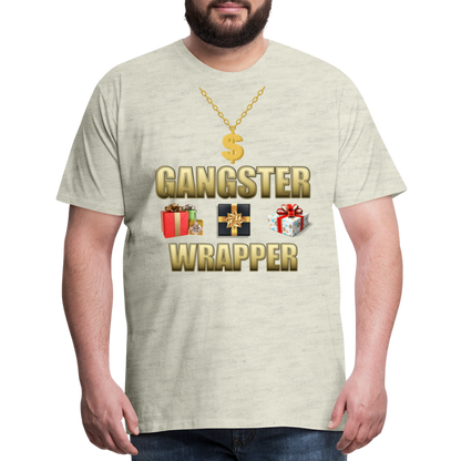 Funny Christmas Shirt, Gangster Wrapper Shirt, Gangsta Wrapper T-Shirt, Gangsta Wrapper Tshirt, Gangsta Wrapper Shirt, Funny Christmas Shirt, Wrapping Shirt - heather oatmeal