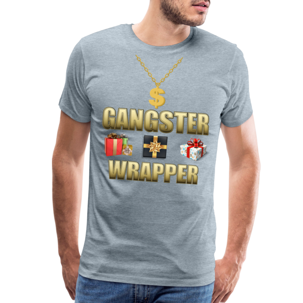 Funny Christmas Shirt, Gangster Wrapper Shirt, Gangsta Wrapper T-Shirt, Gangsta Wrapper Tshirt, Gangsta Wrapper Shirt, Funny Christmas Shirt, Wrapping Shirt - heather ice blue