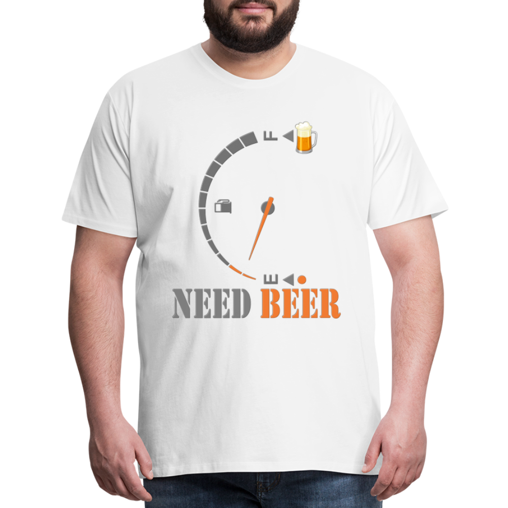 I Need Beer Shirt, Fuel Gauge Shirt, Beer Froth, Funny Beer Lovers, Beer Lovers Shirt, I Need Beer, Funny Drinking Shirt, Beer Humor Shirt - white