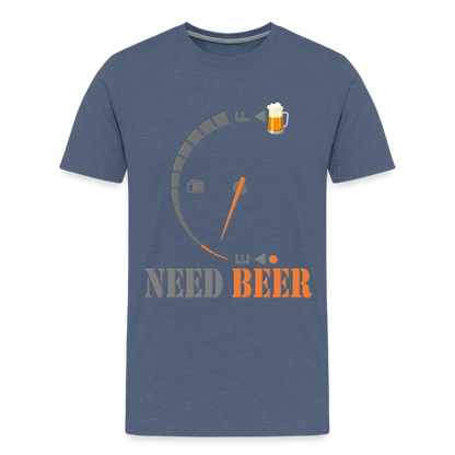 I Need Beer Shirt, Fuel Gauge Shirt, Beer Froth, Funny Beer Lovers, Beer Lovers Shirt, I Need Beer, Funny Drinking Shirt, Beer Humor Shirt - heather blue
