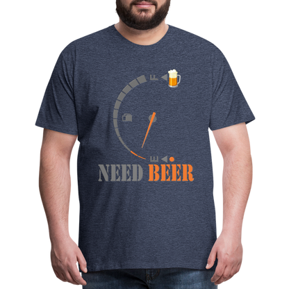 I Need Beer Shirt, Fuel Gauge Shirt, Beer Froth, Funny Beer Lovers, Beer Lovers Shirt, I Need Beer, Funny Drinking Shirt, Beer Humor Shirt - heather blue