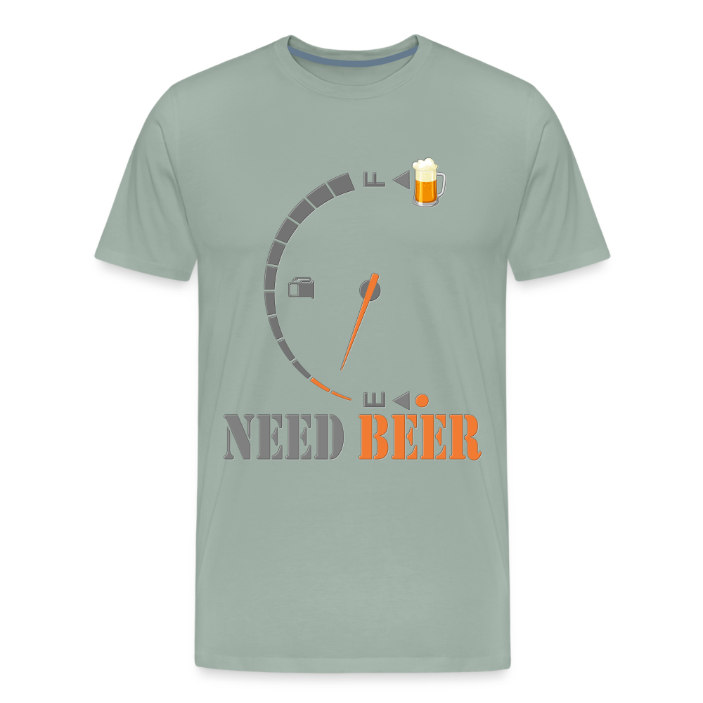 I Need Beer Shirt, Fuel Gauge Shirt, Beer Froth, Funny Beer Lovers, Beer Lovers Shirt, I Need Beer, Funny Drinking Shirt, Beer Humor Shirt - steel green