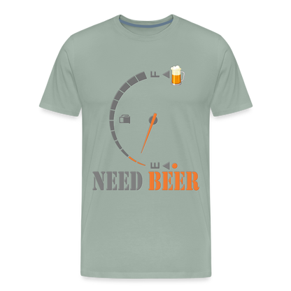 I Need Beer Shirt, Fuel Gauge Shirt, Beer Froth, Funny Beer Lovers, Beer Lovers Shirt, I Need Beer, Funny Drinking Shirt, Beer Humor Shirt - steel green