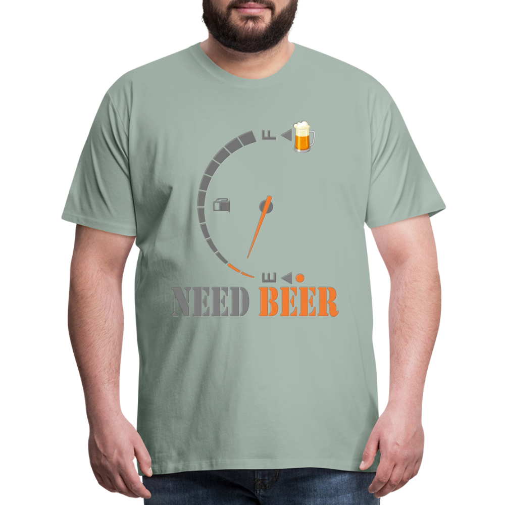 I Need Beer Shirt, Fuel Gauge Shirt, Beer Froth, Funny Beer Lovers, Beer Lovers Shirt, I Need Beer, Funny Drinking Shirt, Beer Humor Shirt - steel green