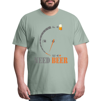 I Need Beer Shirt, Fuel Gauge Shirt, Beer Froth, Funny Beer Lovers, Beer Lovers Shirt, I Need Beer, Funny Drinking Shirt, Beer Humor Shirt - steel green
