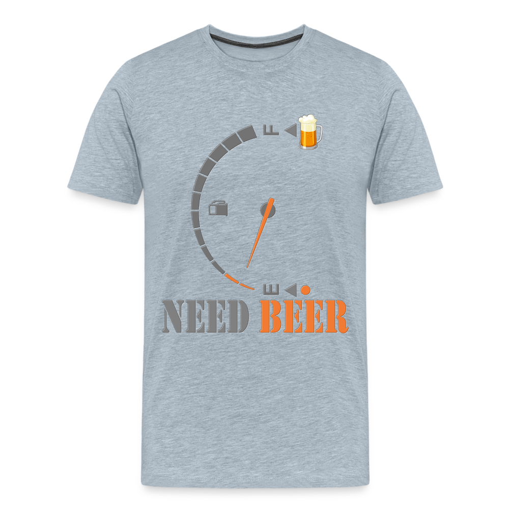 I Need Beer Shirt, Fuel Gauge Shirt, Beer Froth, Funny Beer Lovers, Beer Lovers Shirt, I Need Beer, Funny Drinking Shirt, Beer Humor Shirt - heather ice blue