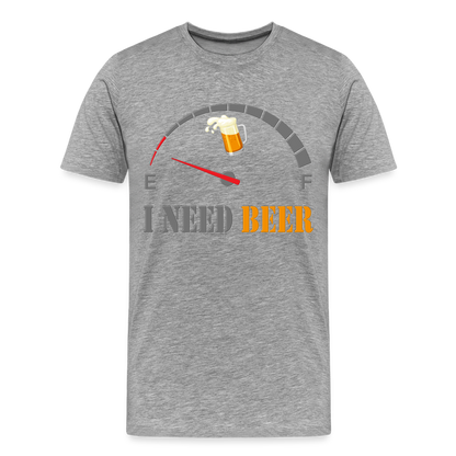 Beer Lovers Shirt, I Need Beer Shirt, Fuel Gauge Shirt, Beer Froth, Funny Beer Lovers, I Need Beer, Funny Drinking Shirt, Beer Humor Shirt - heather gray