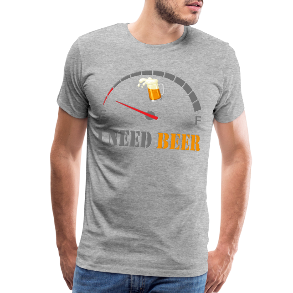 Beer Lovers Shirt, I Need Beer Shirt, Fuel Gauge Shirt, Beer Froth, Funny Beer Lovers, I Need Beer, Funny Drinking Shirt, Beer Humor Shirt - heather gray