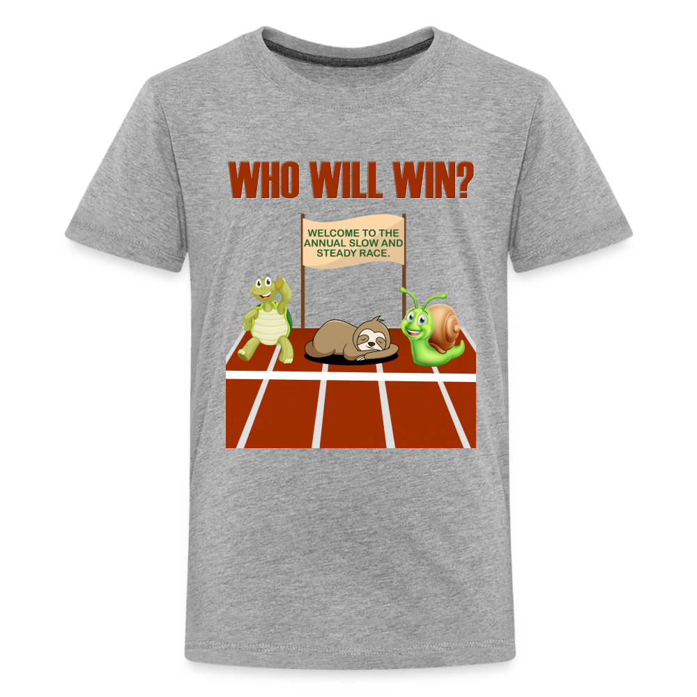 Who Will Win Shirt, Sloth Shirt, Turtle Shirt, Snail Shirt, Track and Field, Gift For Her, Gift For Him, Slow And Steady Race - heather gray