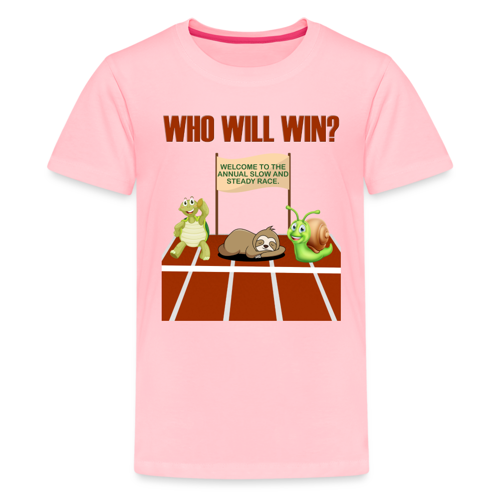 Who Will Win Shirt, Sloth Shirt, Turtle Shirt, Snail Shirt, Track and Field, Gift For Her, Gift For Him, Slow And Steady Race - pink