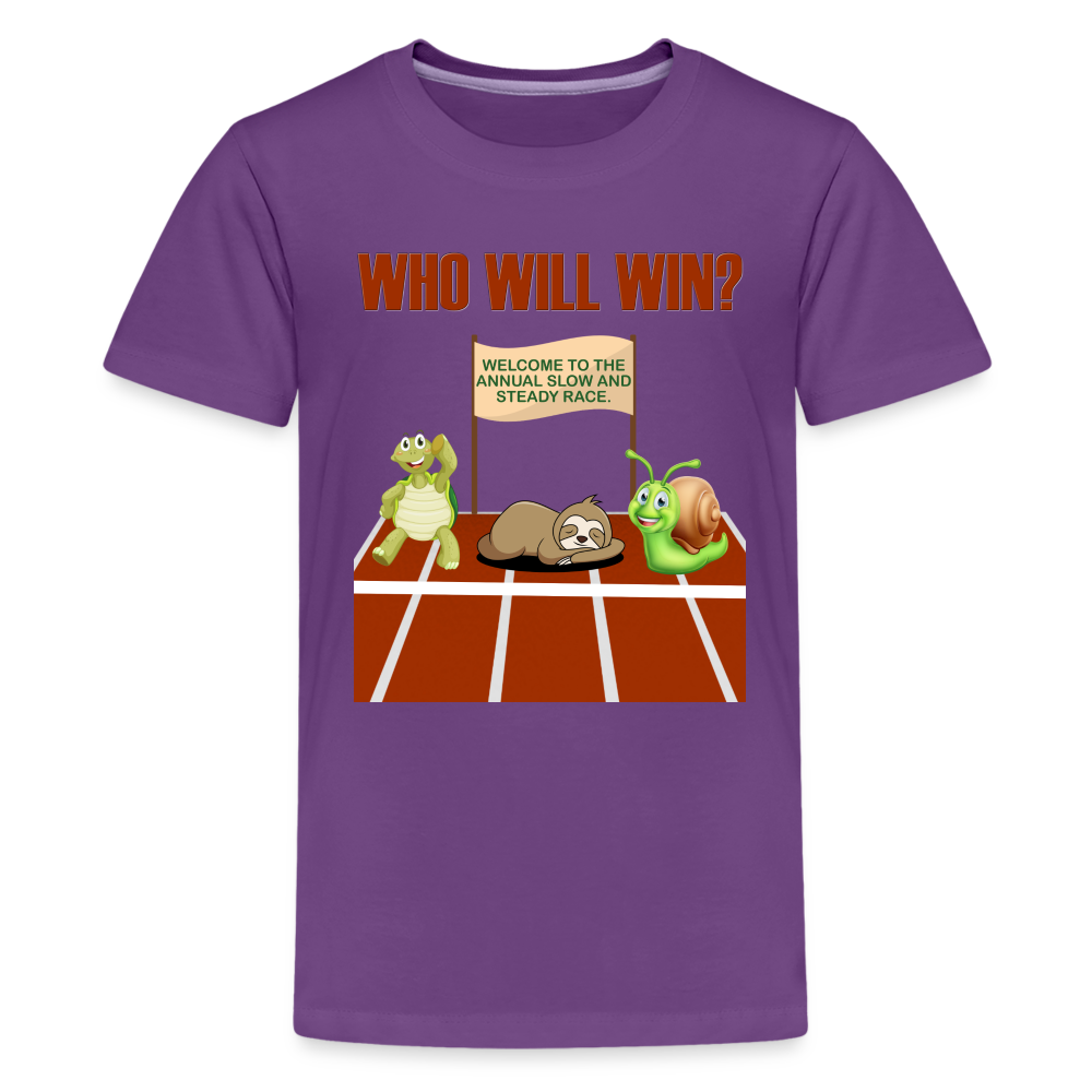 Who Will Win Shirt, Sloth Shirt, Turtle Shirt, Snail Shirt, Track and Field, Gift For Her, Gift For Him, Slow And Steady Race - purple