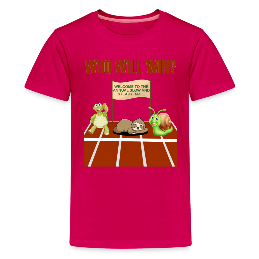 Who Will Win Shirt, Sloth Shirt, Turtle Shirt, Snail Shirt, Track and Field, Gift For Her, Gift For Him, Slow And Steady Race - dark pink