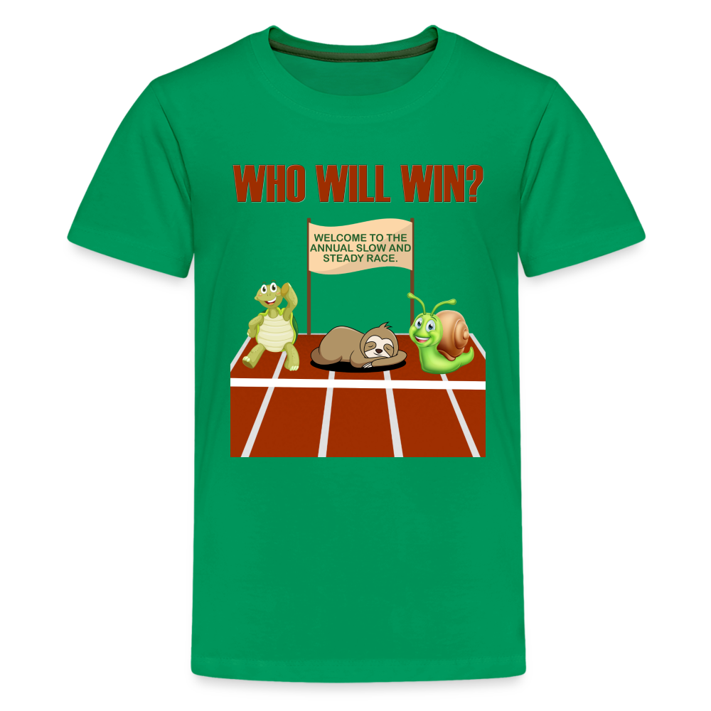 Who Will Win Shirt, Sloth Shirt, Turtle Shirt, Snail Shirt, Track and Field, Gift For Her, Gift For Him, Slow And Steady Race - kelly green
