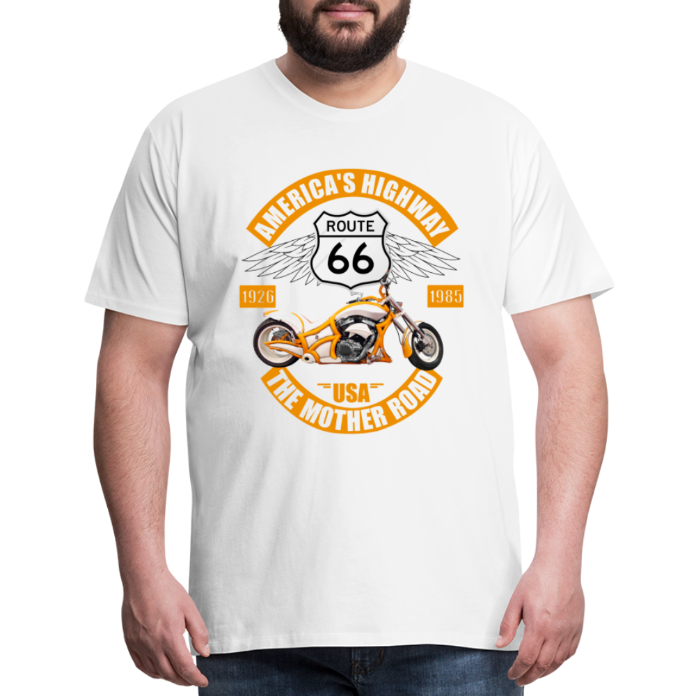 Route 66 Shirt, America's Road, Fathers Day Gift, Mother Road, Route 66 T-Shirt, Road Trip Shirt, Route 66 USA Motorcycle Biker Souvenir Tee - white