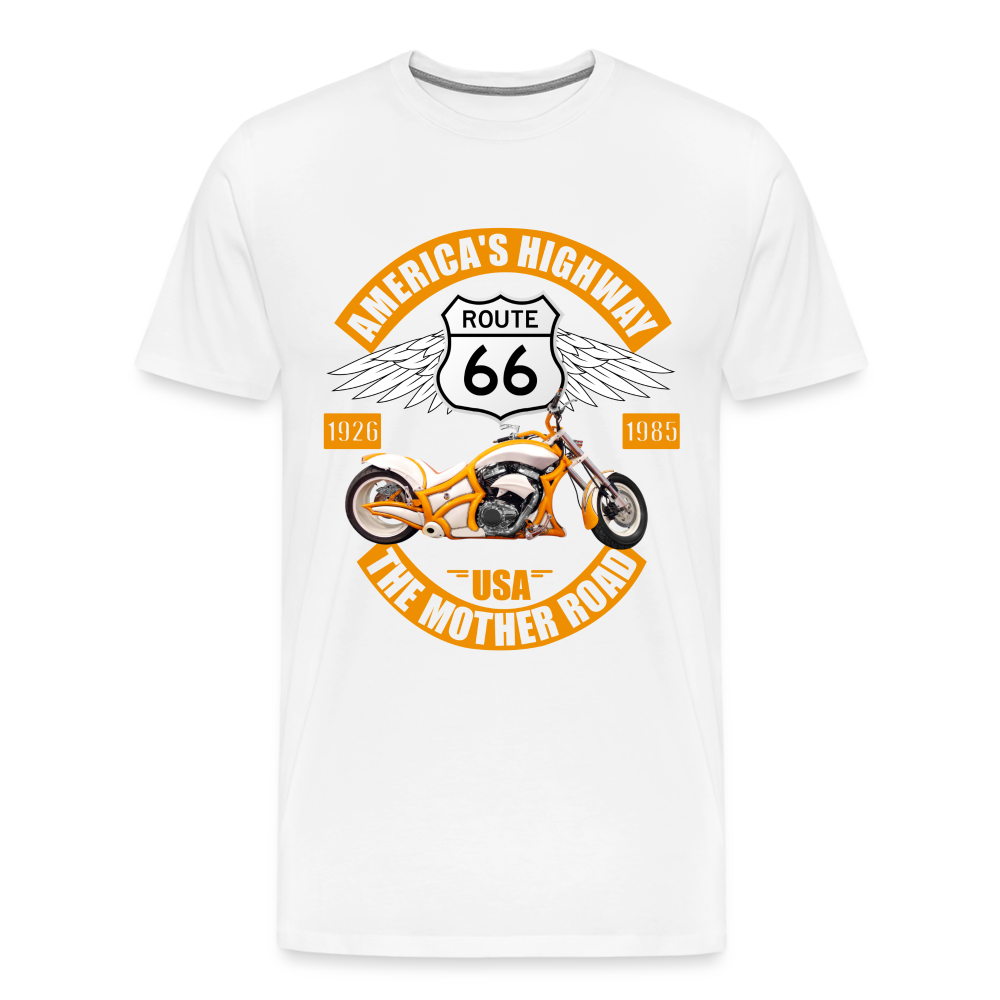 Route 66 Shirt, America's Road, Fathers Day Gift, Mother Road, Route 66 T-Shirt, Road Trip Shirt, Route 66 USA Motorcycle Biker Souvenir Tee - white