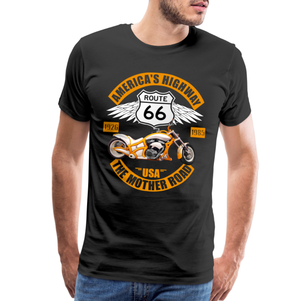 Route 66 Shirt, America's Road, Fathers Day Gift, Mother Road, Route 66 T-Shirt, Road Trip Shirt, Route 66 USA Motorcycle Biker Souvenir Tee - black