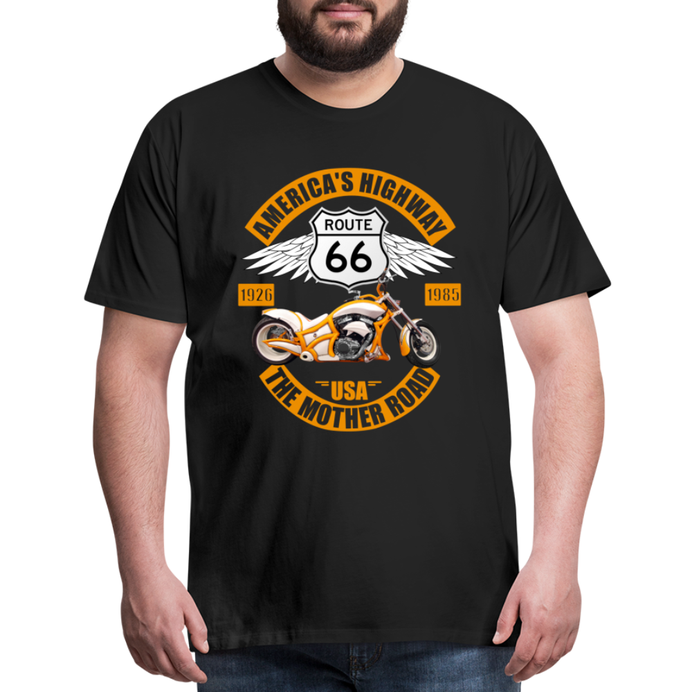 Route 66 Shirt, America's Road, Fathers Day Gift, Mother Road, Route 66 T-Shirt, Road Trip Shirt, Route 66 USA Motorcycle Biker Souvenir Tee - black