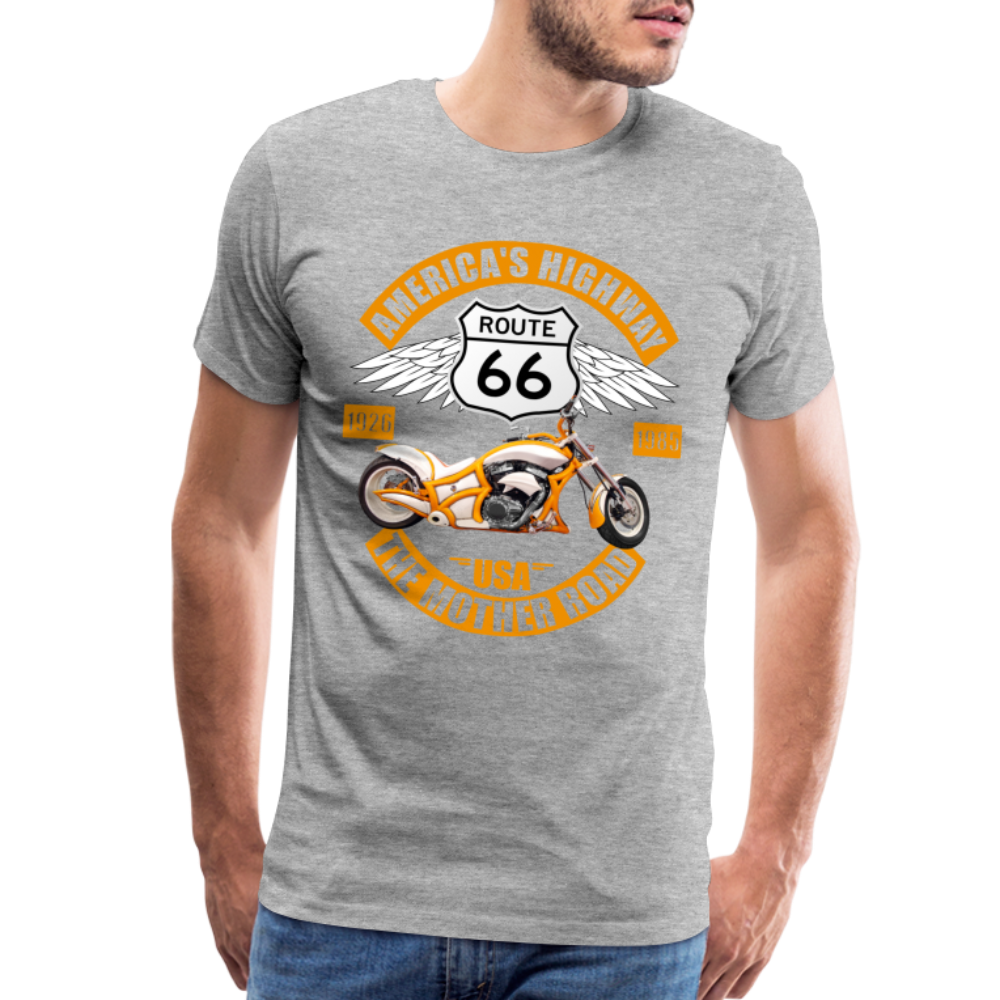 Route 66 Shirt, America's Road, Fathers Day Gift, Mother Road, Route 66 T-Shirt, Road Trip Shirt, Route 66 USA Motorcycle Biker Souvenir Tee - heather gray