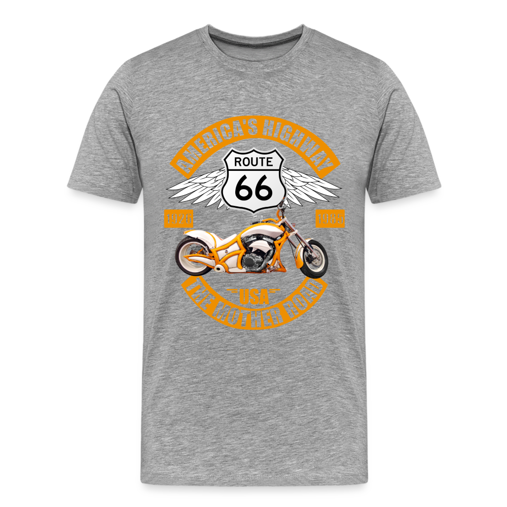 Route 66 Shirt, America's Road, Fathers Day Gift, Mother Road, Route 66 T-Shirt, Road Trip Shirt, Route 66 USA Motorcycle Biker Souvenir Tee - heather gray