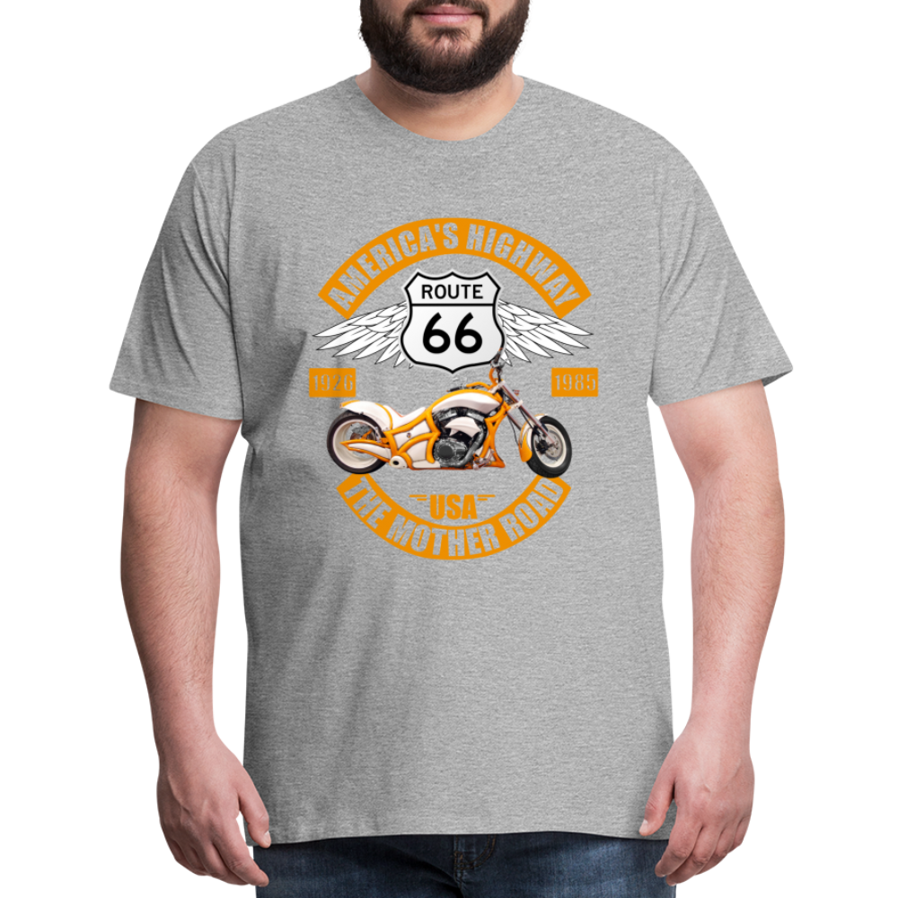 Route 66 Shirt, America's Road, Fathers Day Gift, Mother Road, Route 66 T-Shirt, Road Trip Shirt, Route 66 USA Motorcycle Biker Souvenir Tee - heather gray