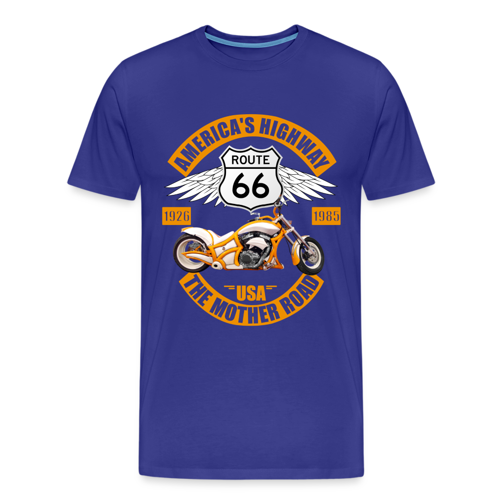 Route 66 Shirt, America's Road, Fathers Day Gift, Mother Road, Route 66 T-Shirt, Road Trip Shirt, Route 66 USA Motorcycle Biker Souvenir Tee - royal blue