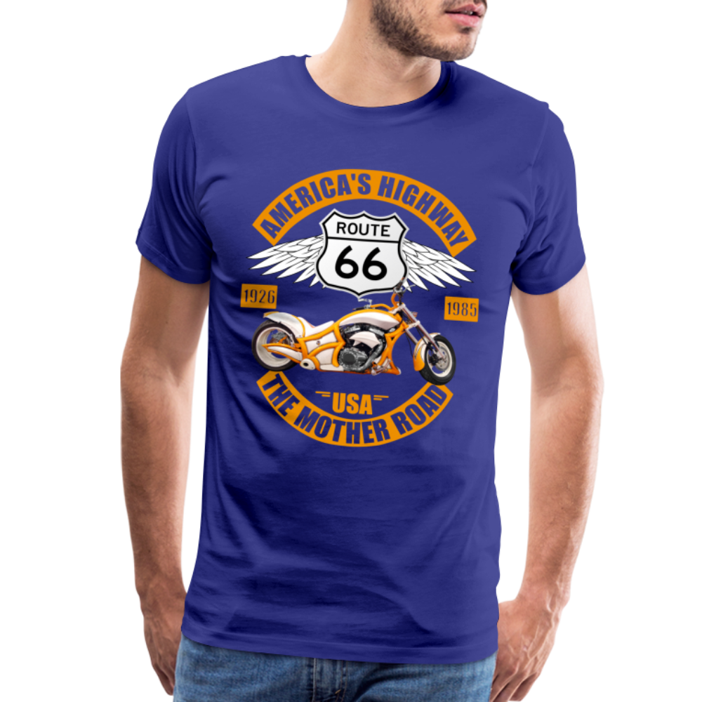 Route 66 Shirt, America's Road, Fathers Day Gift, Mother Road, Route 66 T-Shirt, Road Trip Shirt, Route 66 USA Motorcycle Biker Souvenir Tee - royal blue