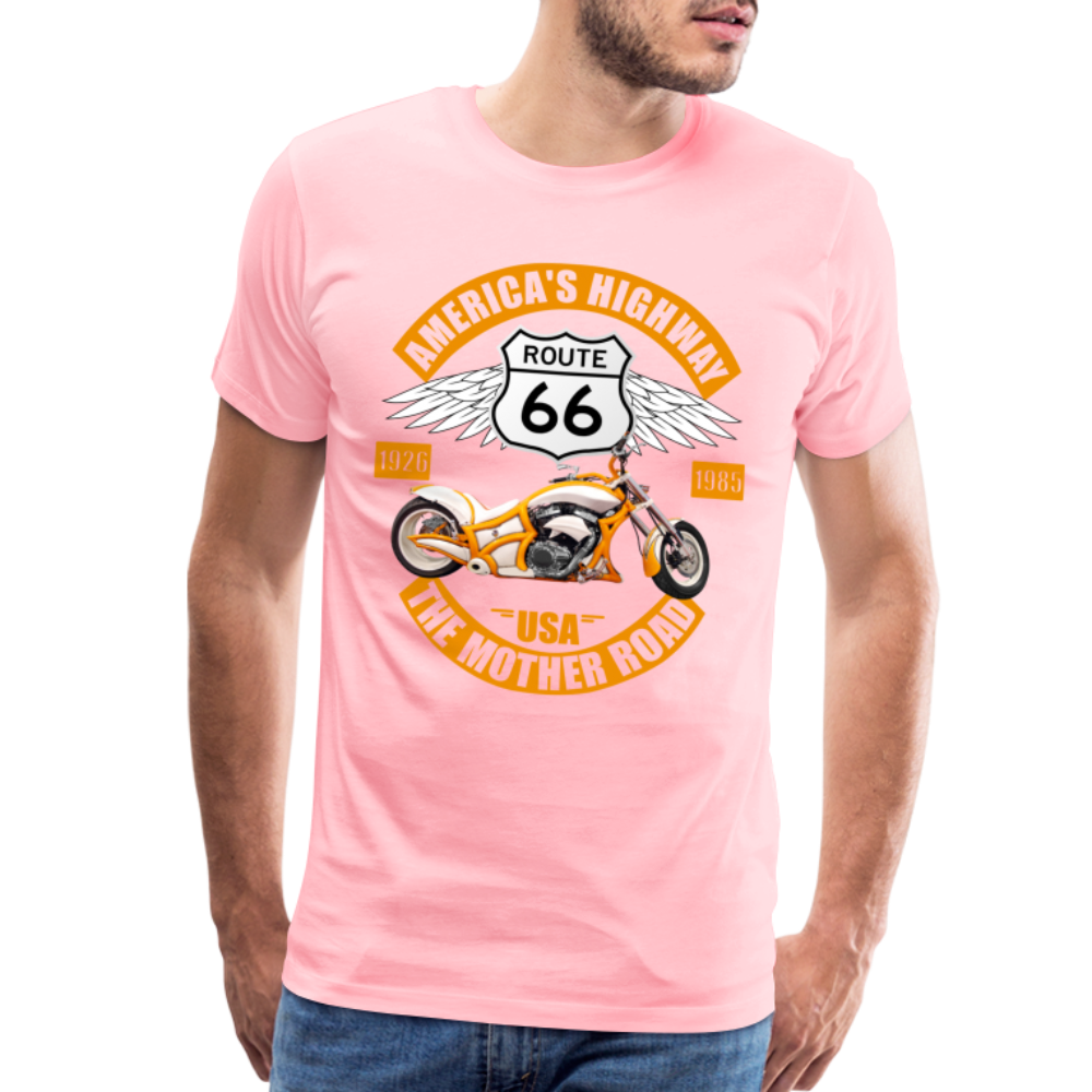 Route 66 Shirt, America's Road, Fathers Day Gift, Mother Road, Route 66 T-Shirt, Road Trip Shirt, Route 66 USA Motorcycle Biker Souvenir Tee - pink