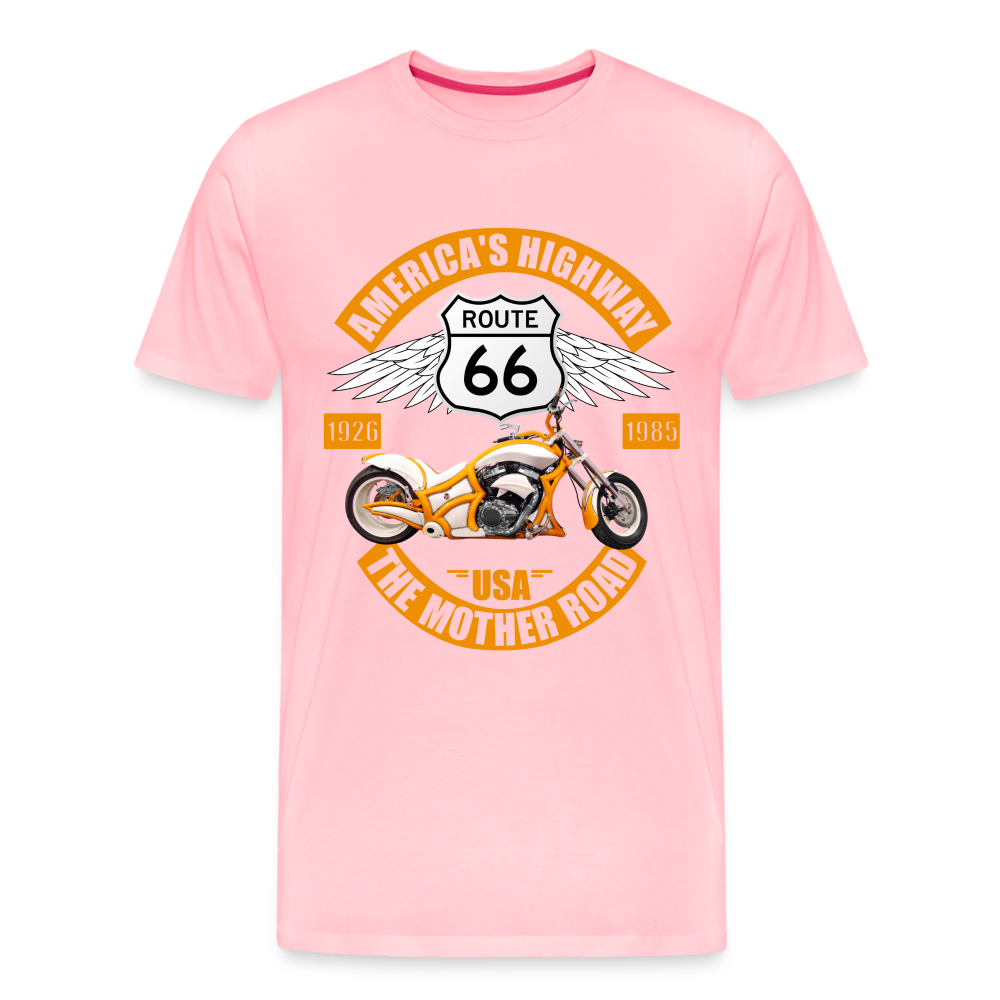 Route 66 Shirt, America's Road, Fathers Day Gift, Mother Road, Route 66 T-Shirt, Road Trip Shirt, Route 66 USA Motorcycle Biker Souvenir Tee - pink