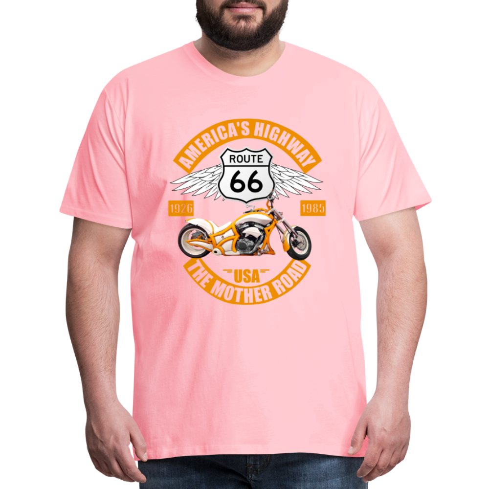 Route 66 Shirt, America's Road, Fathers Day Gift, Mother Road, Route 66 T-Shirt, Road Trip Shirt, Route 66 USA Motorcycle Biker Souvenir Tee - pink