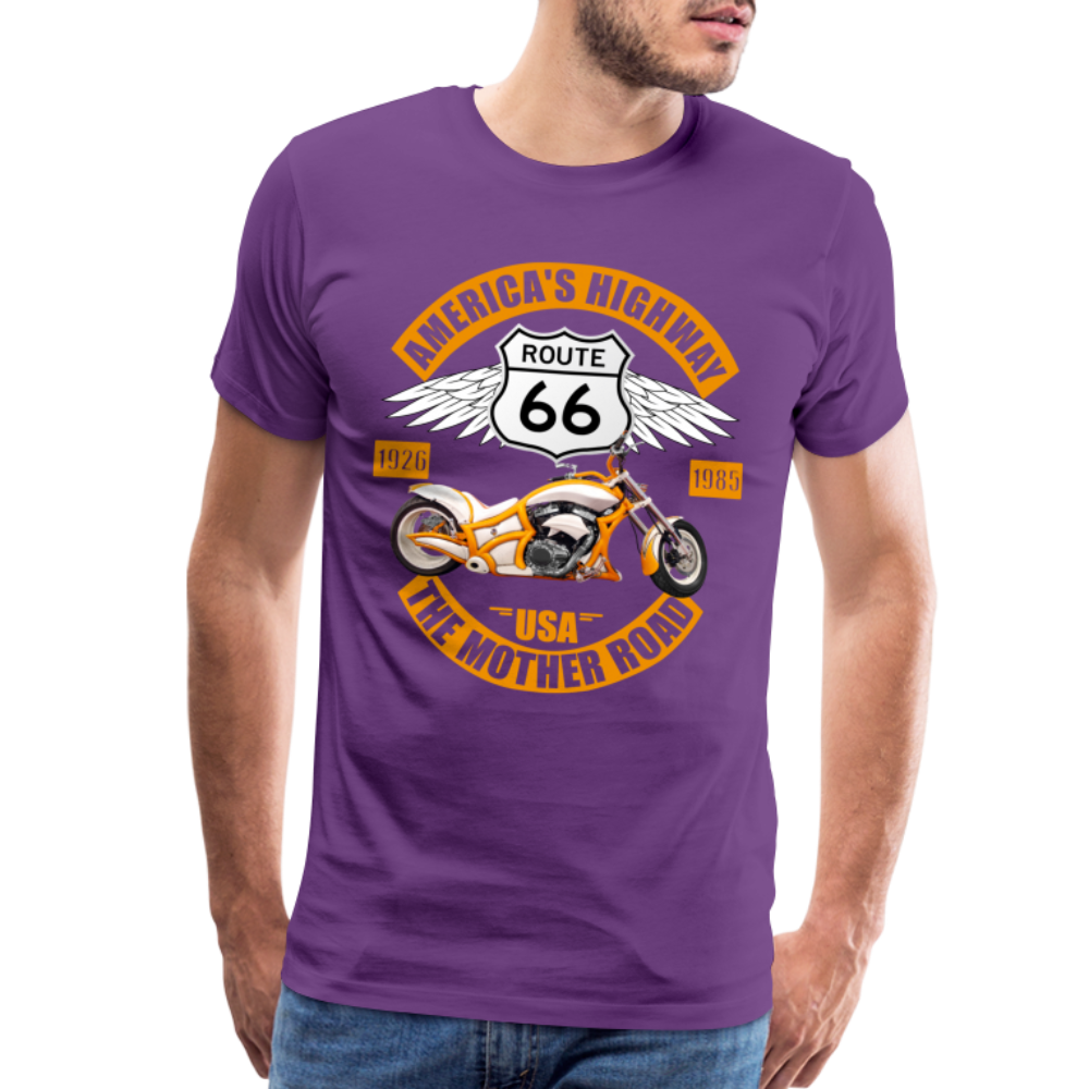 Route 66 Shirt, America's Road, Fathers Day Gift, Mother Road, Route 66 T-Shirt, Road Trip Shirt, Route 66 USA Motorcycle Biker Souvenir Tee - purple