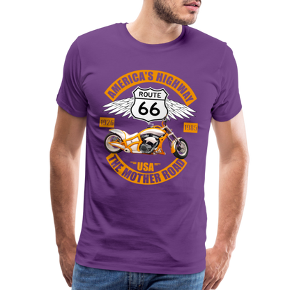 Route 66 Shirt, America's Road, Fathers Day Gift, Mother Road, Route 66 T-Shirt, Road Trip Shirt, Route 66 USA Motorcycle Biker Souvenir Tee - purple