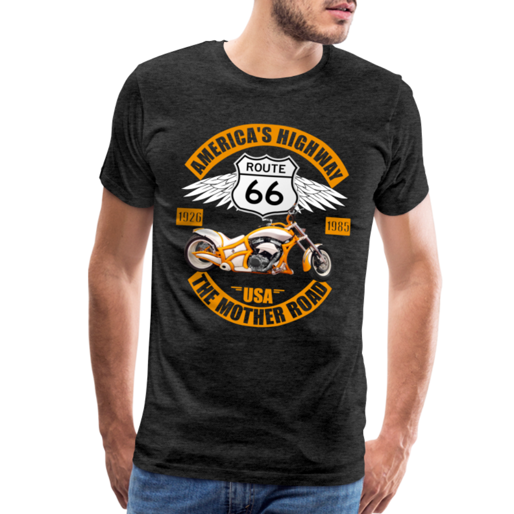 Route 66 Shirt, America's Road, Fathers Day Gift, Mother Road, Route 66 T-Shirt, Road Trip Shirt, Route 66 USA Motorcycle Biker Souvenir Tee - charcoal grey