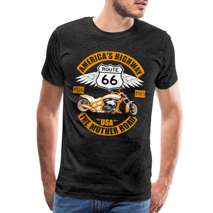 Route 66 Shirt, America's Road, Fathers Day Gift, Mother Road, Route 66 T-Shirt, Road Trip Shirt, Route 66 USA Motorcycle Biker Souvenir Tee - charcoal grey