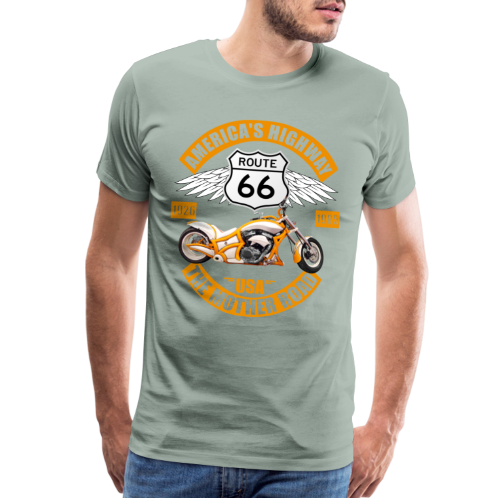 Route 66 Shirt, America's Road, Fathers Day Gift, Mother Road, Route 66 T-Shirt, Road Trip Shirt, Route 66 USA Motorcycle Biker Souvenir Tee - steel green
