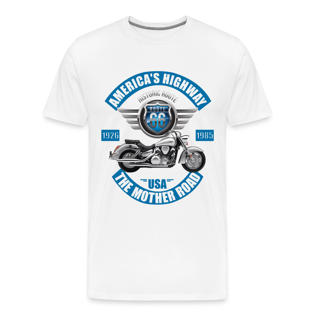 America's Road, Route 66 Shirt, Fathers Day Gift, Mother Road, Route 66 T-Shirt, Road Trip Shirt, Route 66 USA Motorcycle Biker Souvenir Tee - white