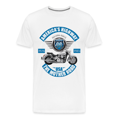 America's Road, Route 66 Shirt, Fathers Day Gift, Mother Road, Route 66 T-Shirt, Road Trip Shirt, Route 66 USA Motorcycle Biker Souvenir Tee - white