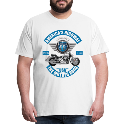 America's Road, Route 66 Shirt, Fathers Day Gift, Mother Road, Route 66 T-Shirt, Road Trip Shirt, Route 66 USA Motorcycle Biker Souvenir Tee - white