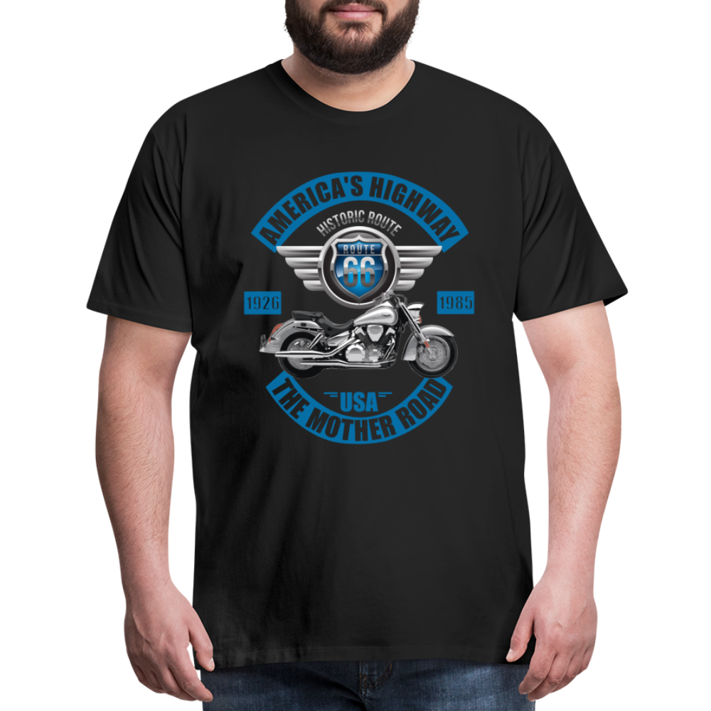 America's Road, Route 66 Shirt, Fathers Day Gift, Mother Road, Route 66 T-Shirt, Road Trip Shirt, Route 66 USA Motorcycle Biker Souvenir Tee - black