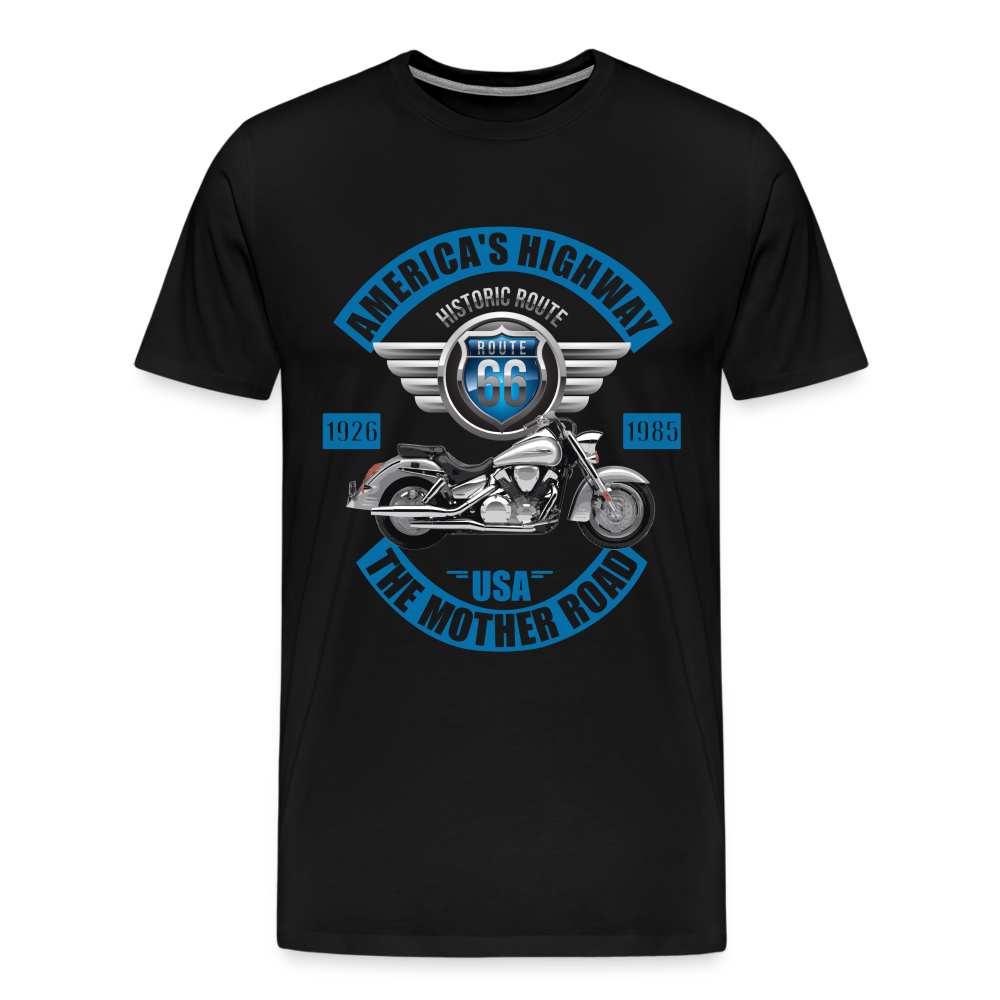 America's Road, Route 66 Shirt, Fathers Day Gift, Mother Road, Route 66 T-Shirt, Road Trip Shirt, Route 66 USA Motorcycle Biker Souvenir Tee - black