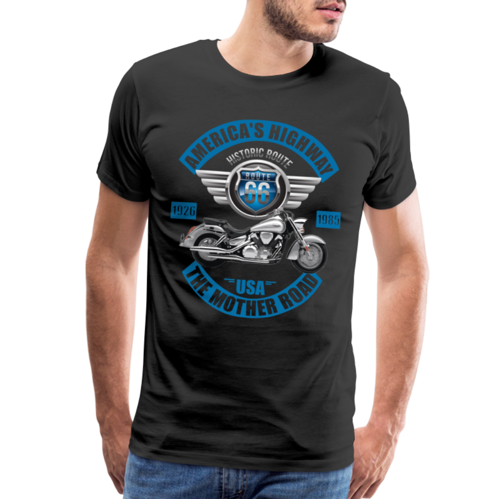 America's Road, Route 66 Shirt, Fathers Day Gift, Mother Road, Route 66 T-Shirt, Road Trip Shirt, Route 66 USA Motorcycle Biker Souvenir Tee - black
